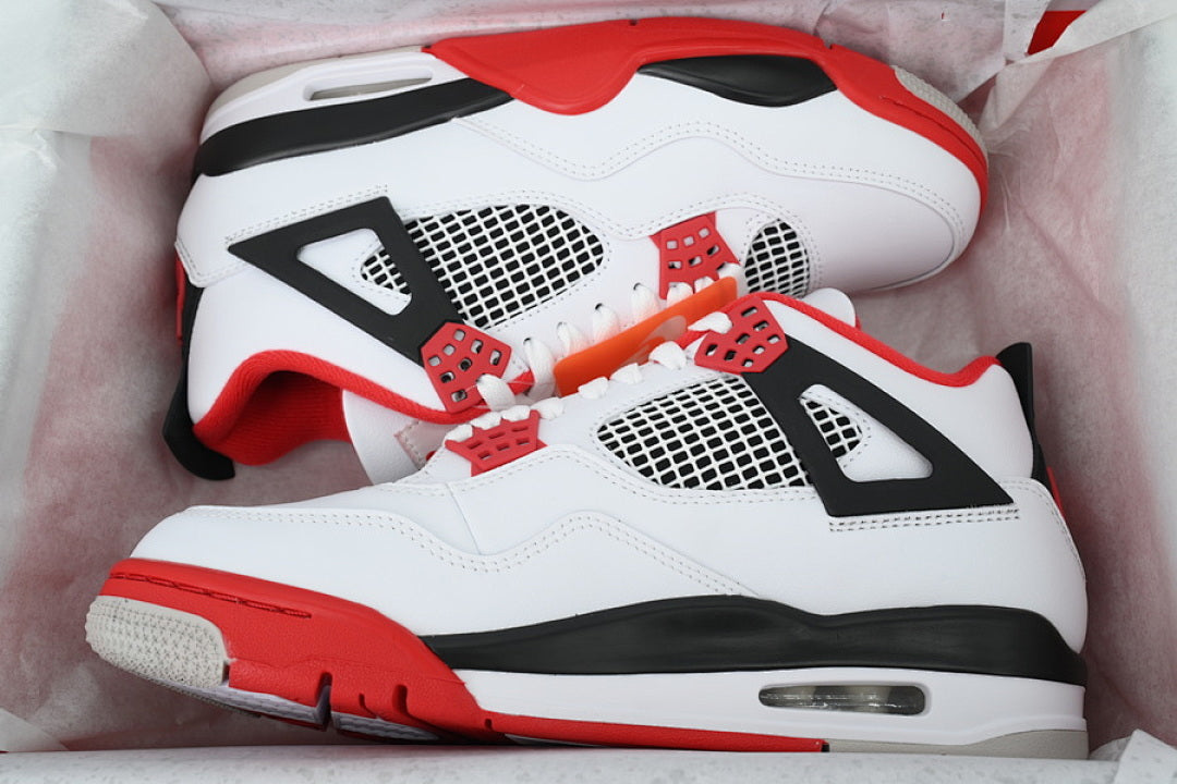 Air Jordan 4 Retro Basketball Shoes White Red Black Size US7-US12