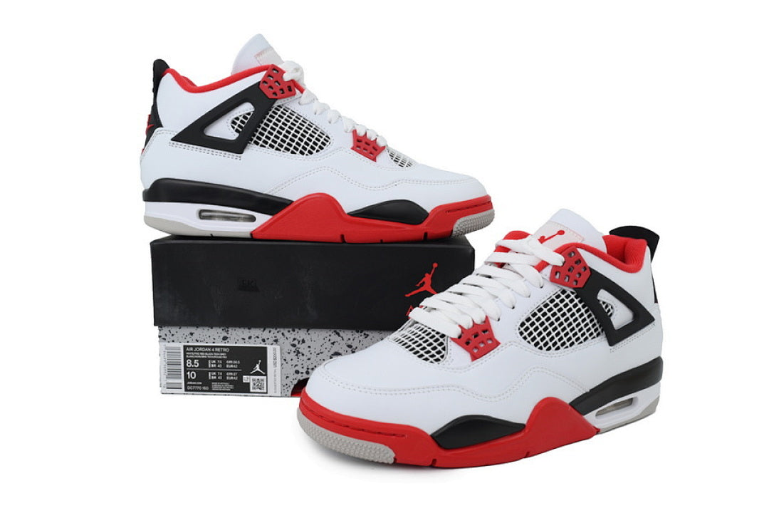 Air Jordan 4 Retro Basketball Shoes White Red Black Size US7-US12