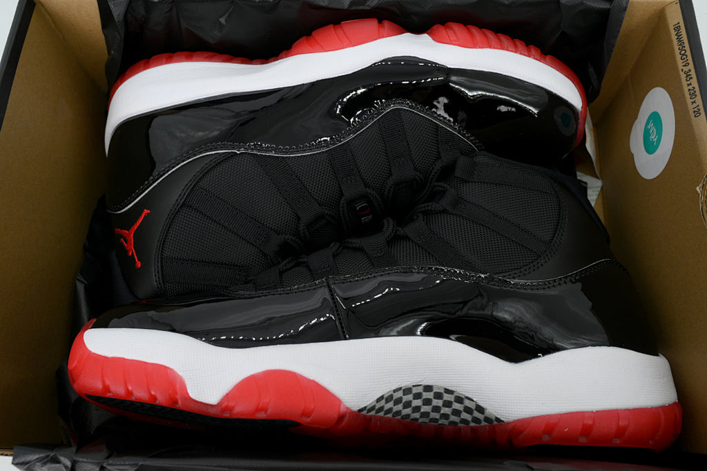 High-Top Air Jordan 11 Retro "Bred" Basketball Sneakers Black Red Size US 7-US 12