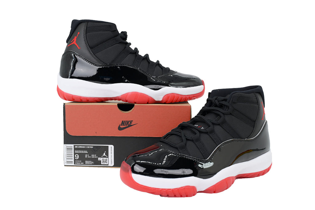 High-Top Air Jordan 11 Retro "Bred" Basketball Sneakers Black Red Size US 7-US 12