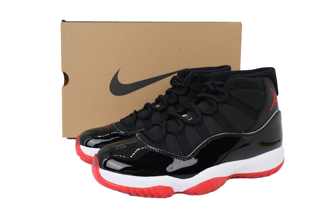 High-Top Air Jordan 11 Retro "Bred" Basketball Sneakers Black Red Size US 7-US 12