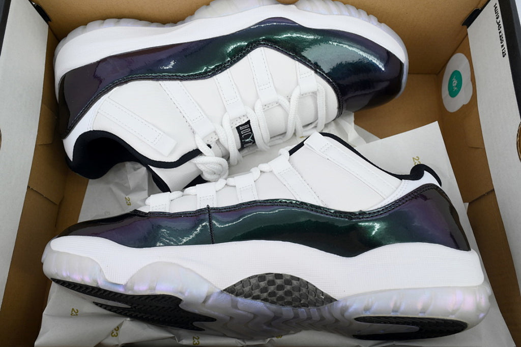 Air Jordan 11 Retro Low Emerald Basketball Sneakers White Black