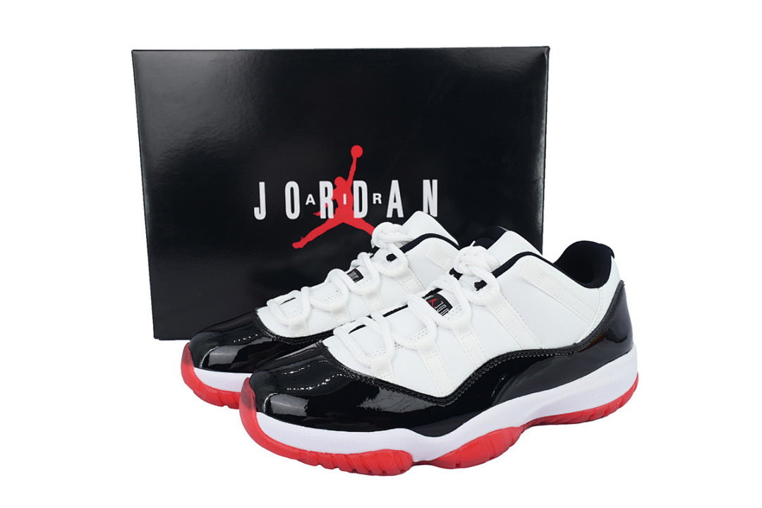 Air Jordan 11 Retro Low Concord Bred Basketball Sneakers White Black Red
