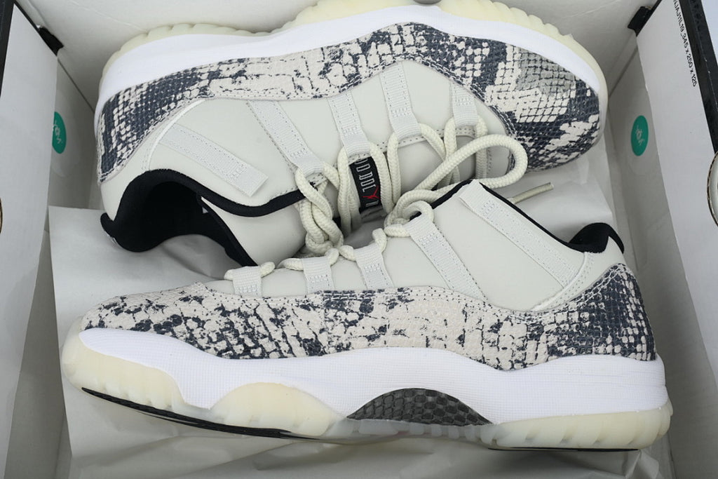 Air Jordan 11 Retro Low Light Bone Snakeskin Basketball Sneakers White