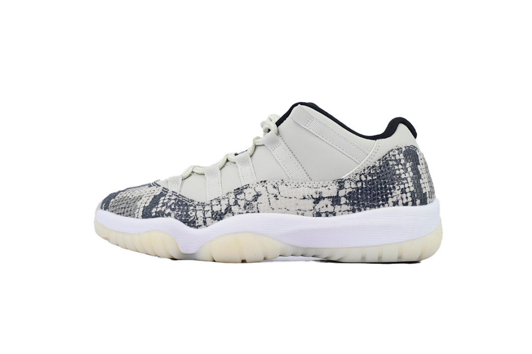 Air Jordan 11 Retro Low Light Bone Snakeskin Basketball Sneakers White