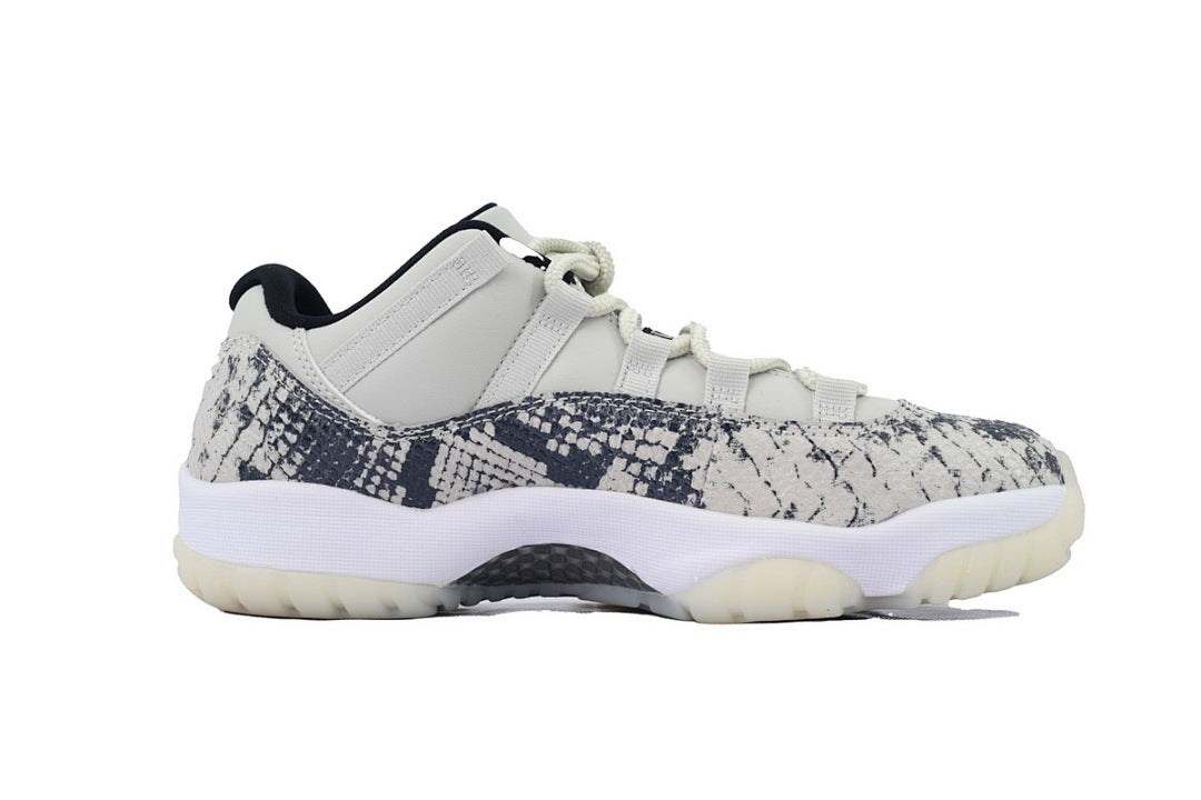 Air Jordan 11 Retro Low Light Bone Snakeskin Basketball Sneakers White