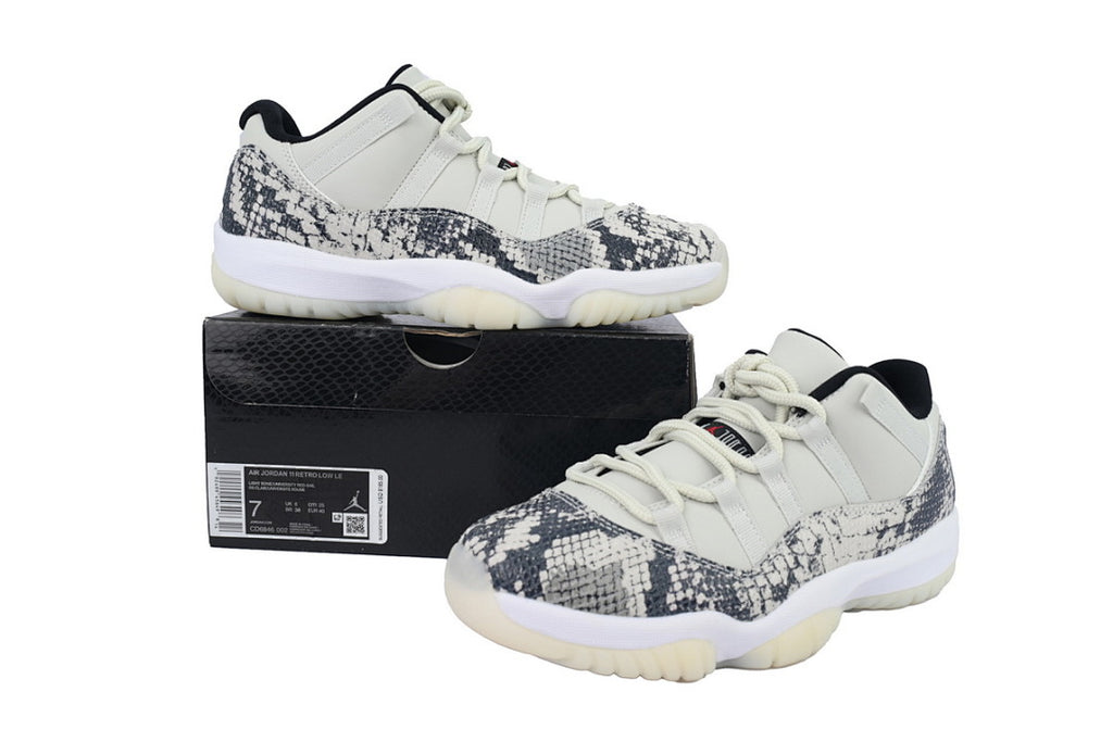 Air Jordan 11 Retro Low Light Bone Snakeskin Basketball Sneakers White