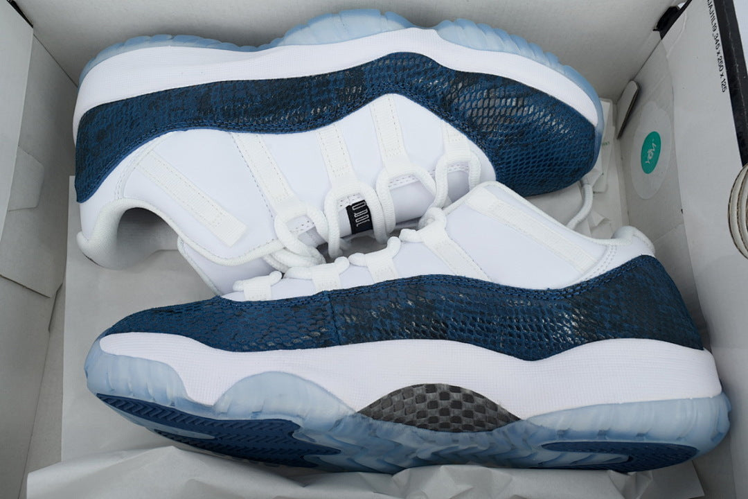 Air Jordan 11 Retro Low Navy Snakeskin Basketball Sneakers