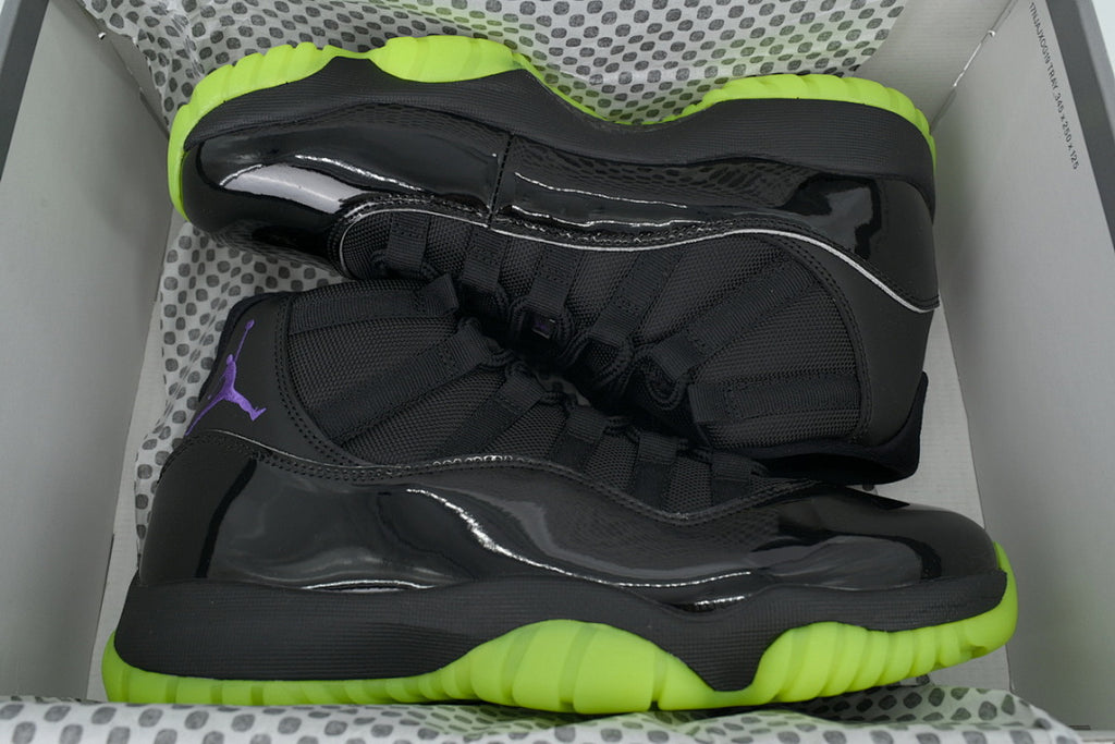 Air Jordan 11 Retro Basketball Shoes Black Fluorescent Green
