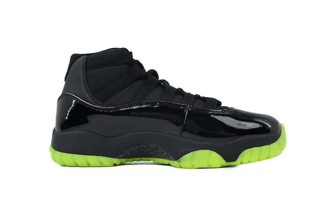 Air Jordan 11 Retro Basketball Shoes Black Fluorescent Green