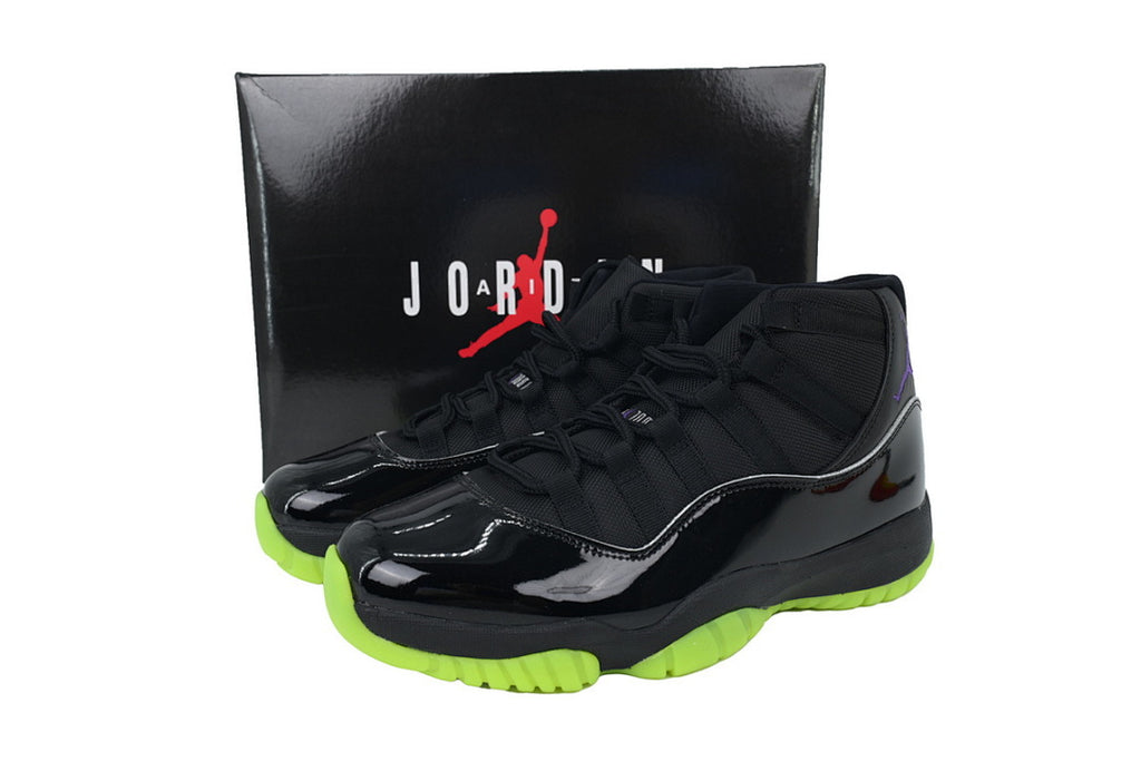 Air Jordan 11 Retro Basketball Shoes Black Fluorescent Green