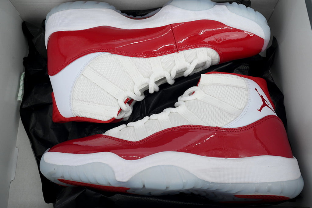 Air Jordan 11 Retro Cherry Basketball Sneakers White Red Size US 4-US 12