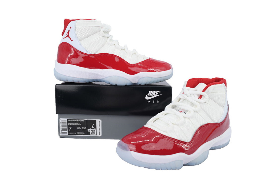 Air Jordan 11 Retro Cherry Basketball Sneakers White Red Size US 4-US 12