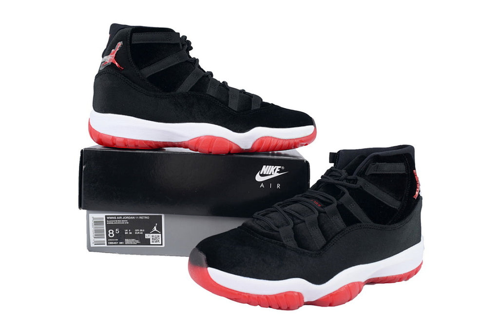Air Jordan 11 Retro 'Bred Velvet' Sneakers Size US 4-US 12