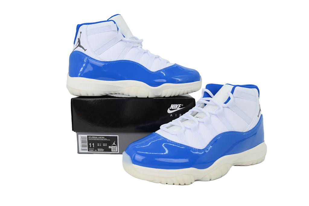 Air Jordan 11 Retro Basketball Shoes White Blue
