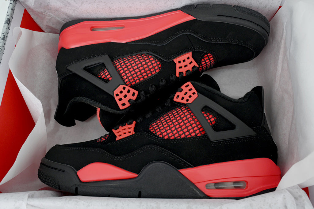 Air Jordan 4 Retro Basketball Shoes Black Red US7-US12
