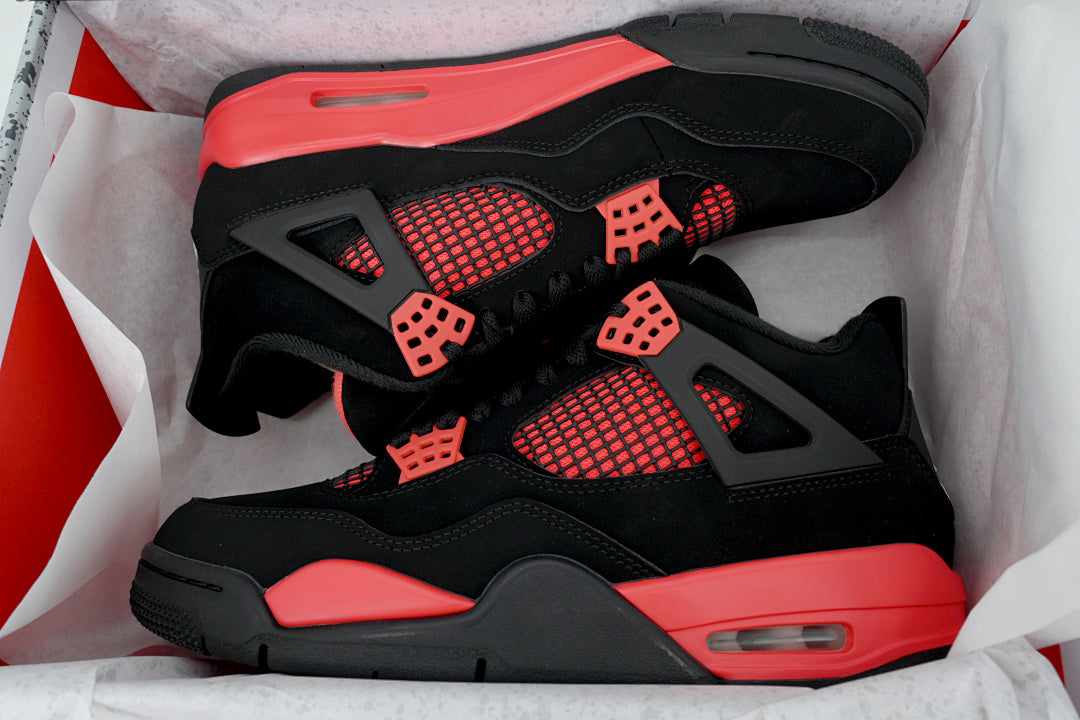 Air Jordan 4 Retro Basketball Shoes Black Red US7-US12