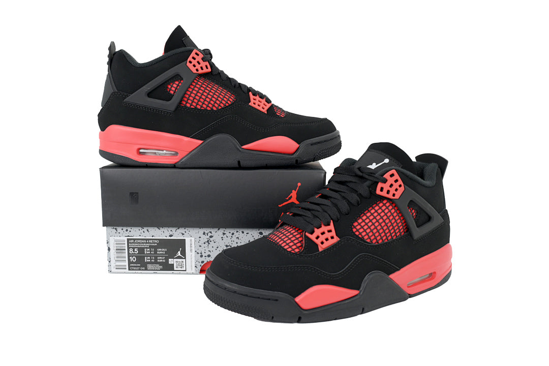 Air Jordan 4 Retro Basketball Shoes Black Red US7-US12