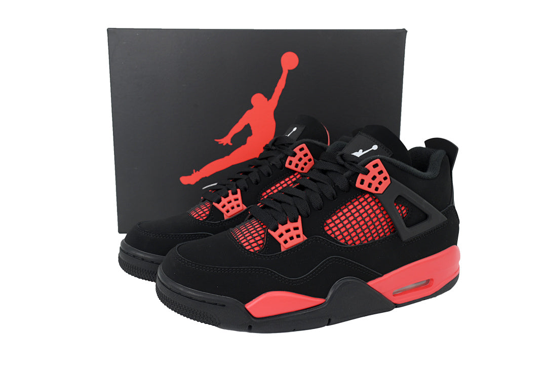 Air Jordan 4 Retro Basketball Shoes Black Red US7-US12