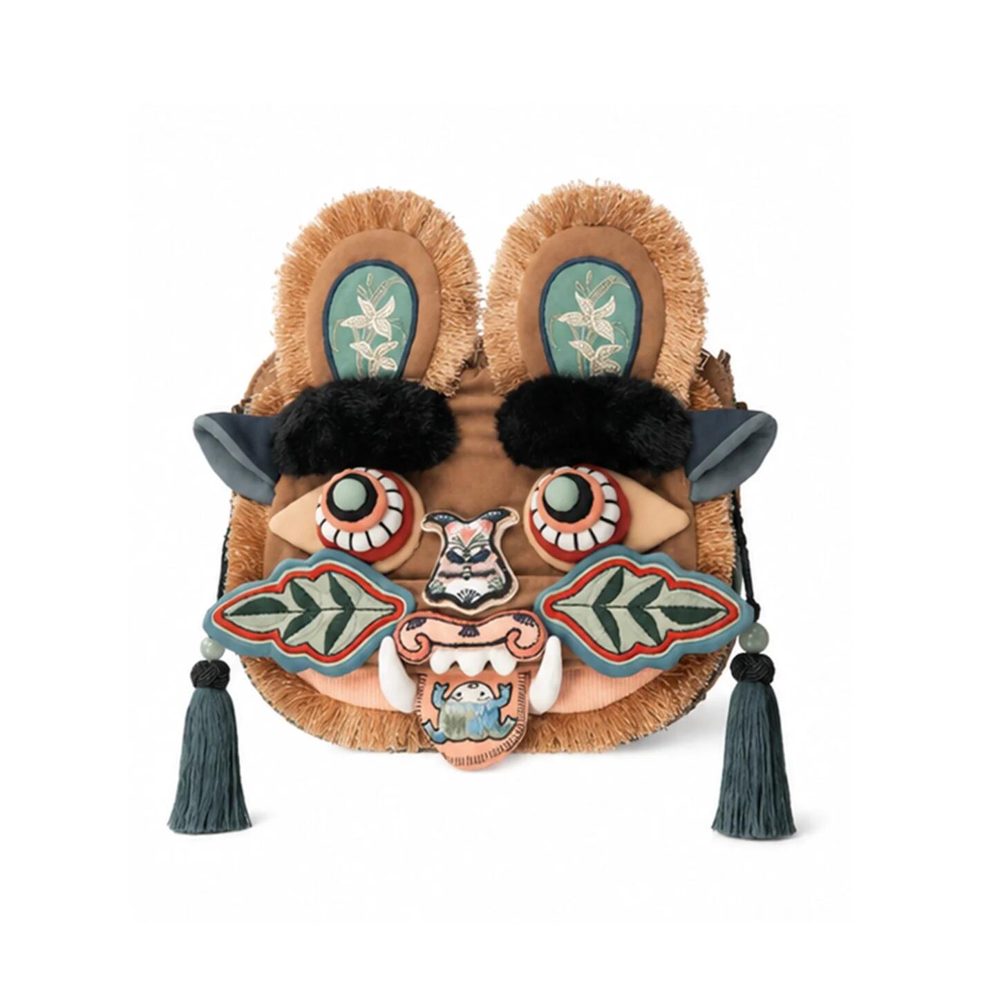Intangible Cultural Heritage-Style Tiger Head Bag Plush Crossbody Handbag