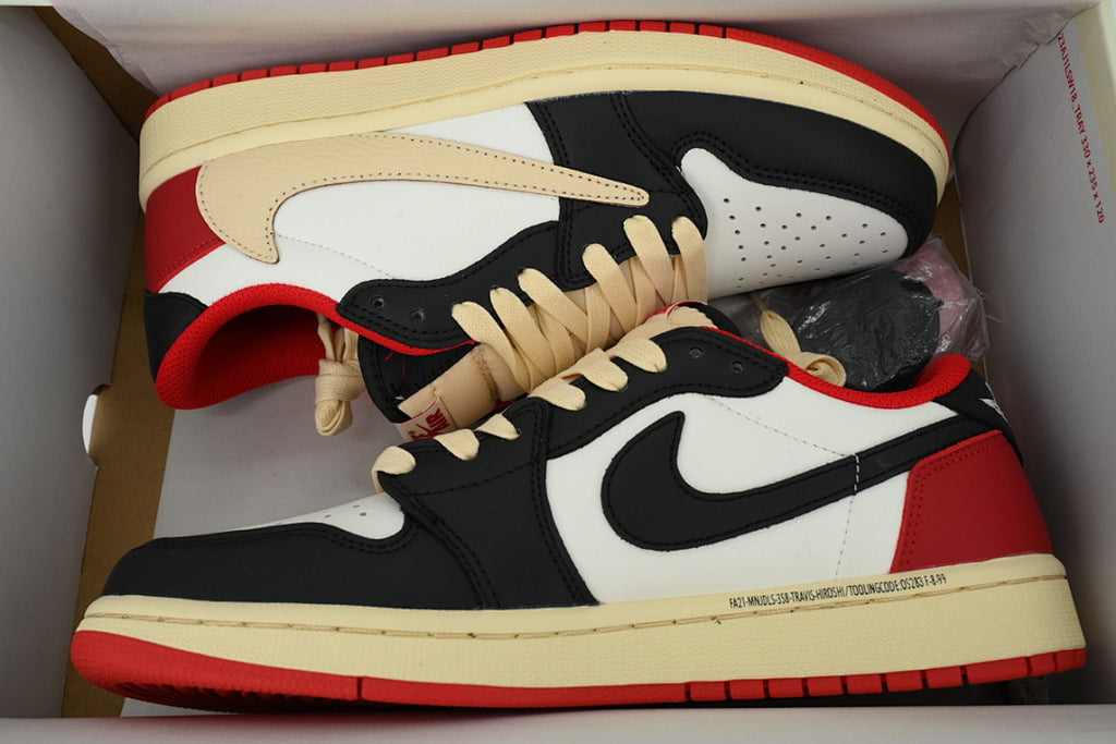 Travis Scott x Air Jordan 1 Black White Red Hook Sneakers