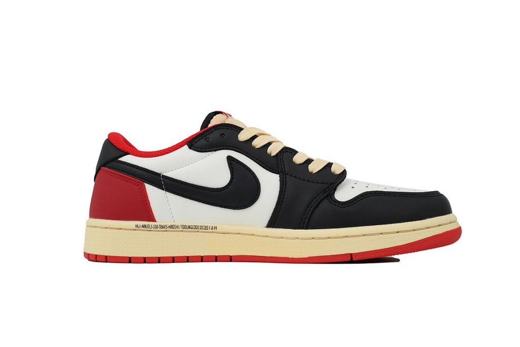 Travis Scott x Air Jordan 1 Black White Red Hook Sneakers