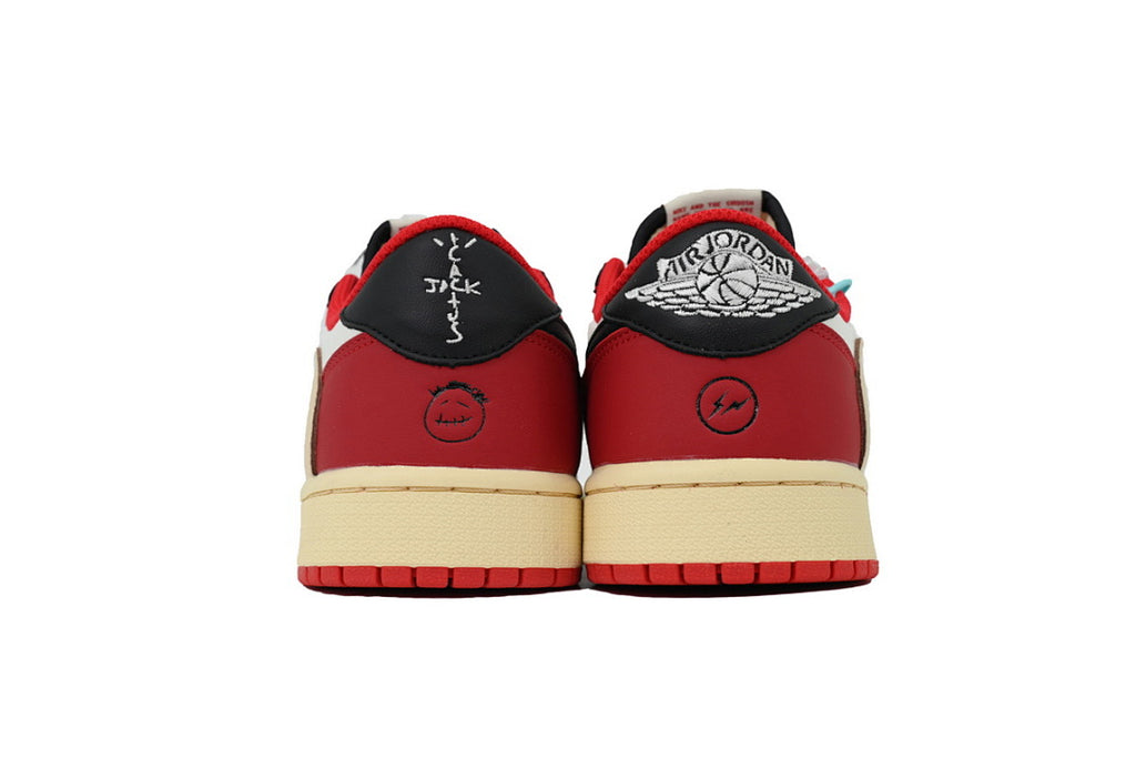 Travis Scott x Air Jordan 1 Black White Red Hook Sneakers