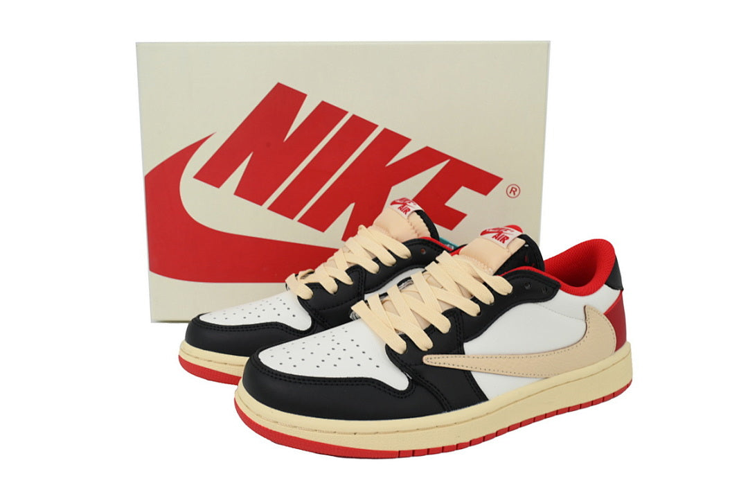 Travis Scott x Air Jordan 1 Black White Red Hook Sneakers