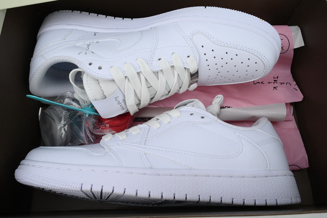Travis Scott x Air Jordan 1 Low White Sneakers