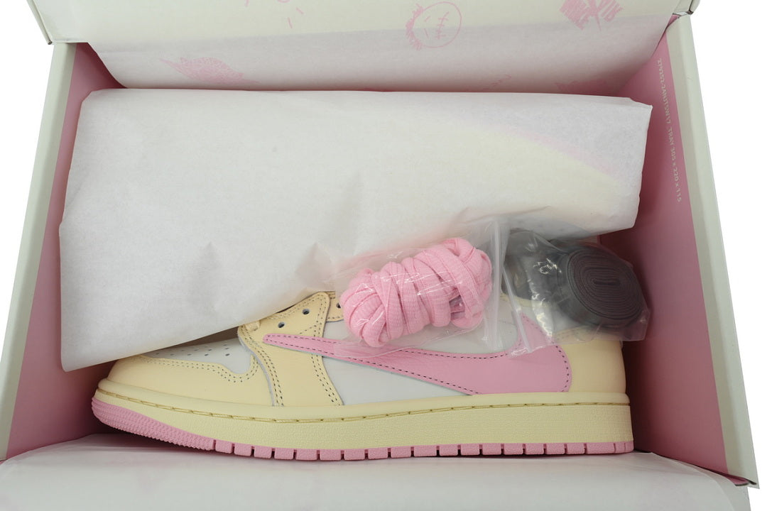 Travis Scott x Air Jordan 1 Retro Low OG 'Muslin Pink' Basketball Shoes