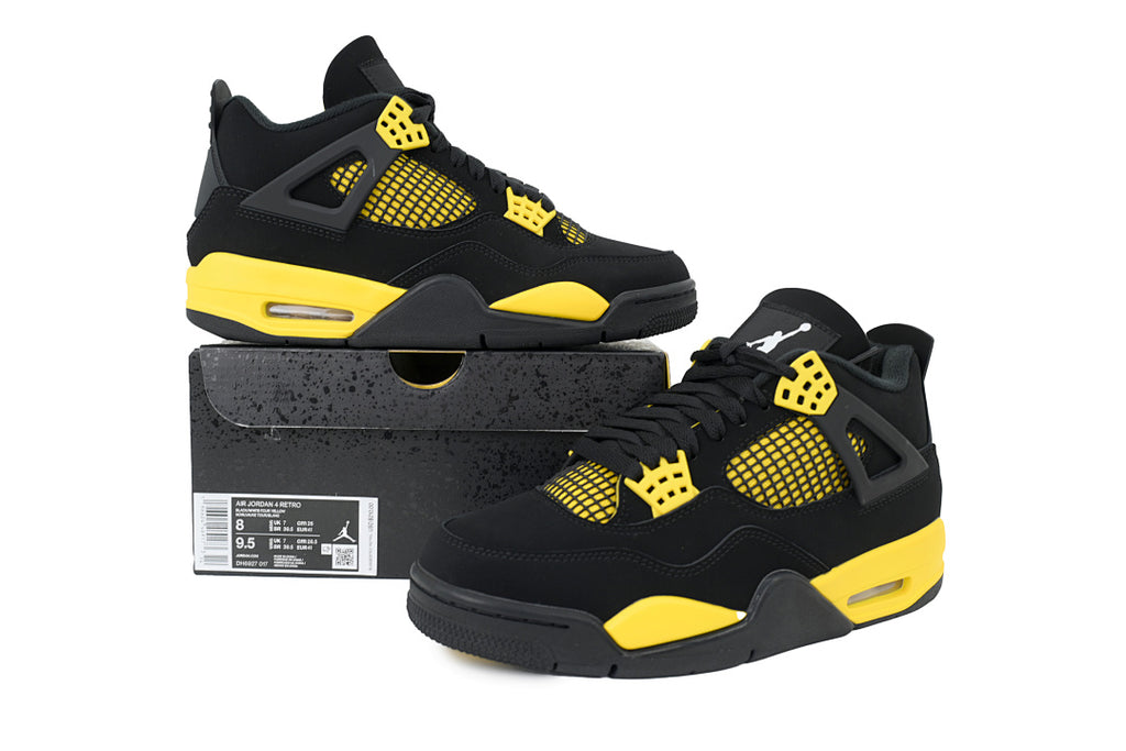 Air Jordan 4 Retro Basketball Shoes Black Yellow