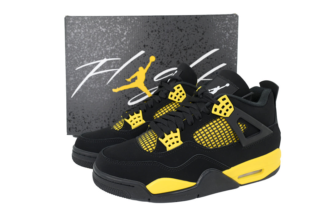 Air Jordan 4 Retro Basketball Shoes Black Yellow