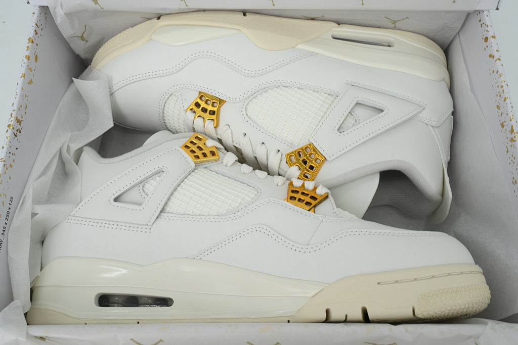 Air Jordan 4 WMNS Sail Basketball Shoes White Gold