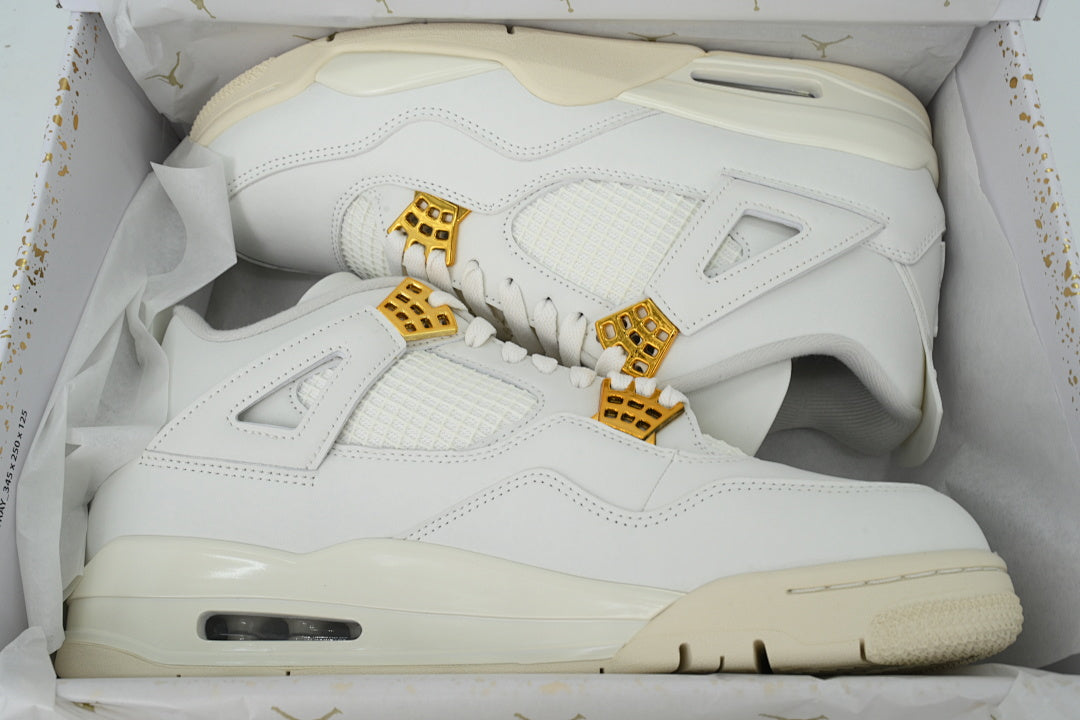 Air Jordan 4 WMNS Sail Basketball Shoes White Gold