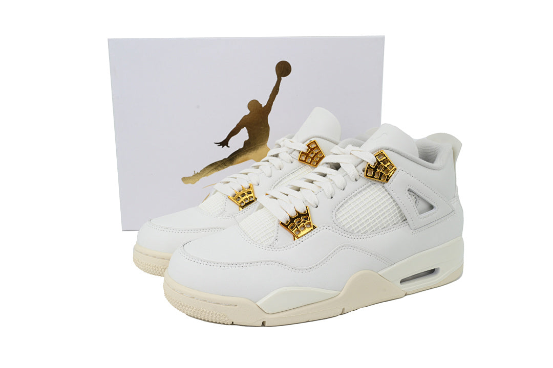Air Jordan 4 WMNS Sail Basketball Shoes White Gold