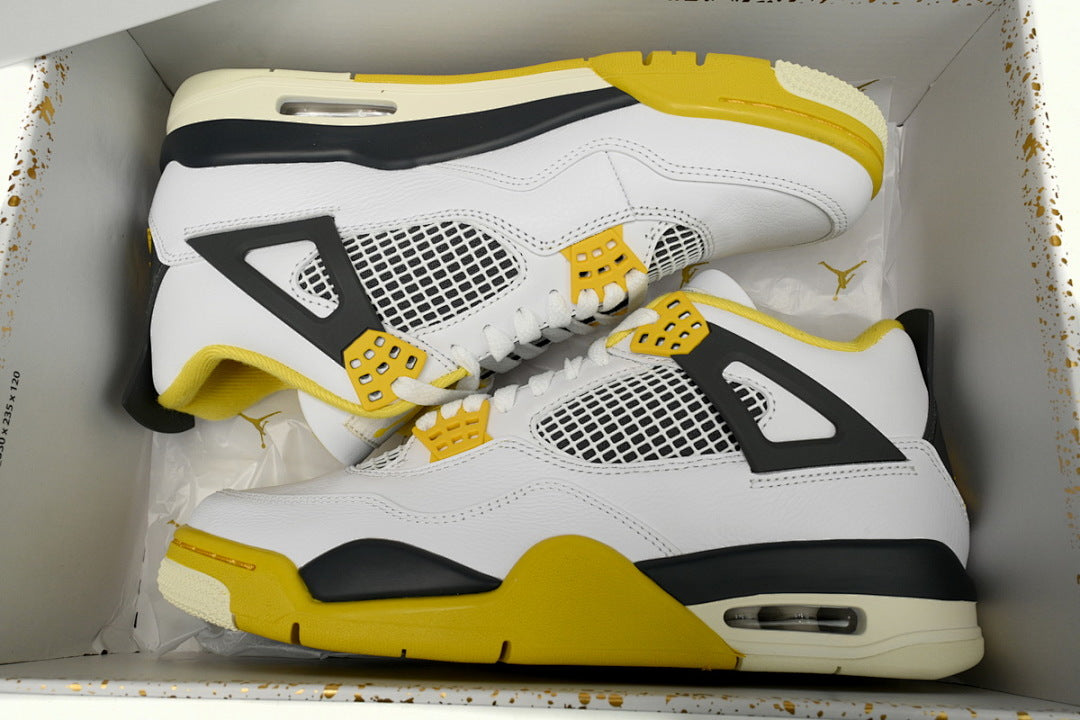 AIR JORDAN 4 Retro VIVID SULFUR Basketball Shoes White Yellow