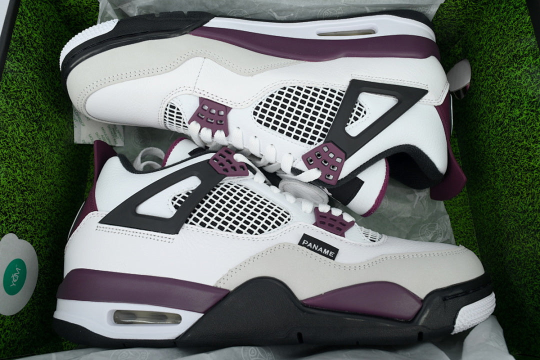 Air Jordan 4 Retro PSG Paris Basketball Shoes White Purple