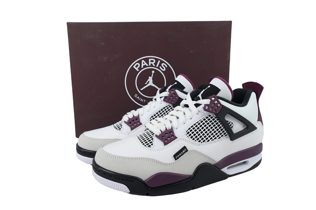 Air Jordan 4 Retro PSG Paris Basketball Shoes White Purple