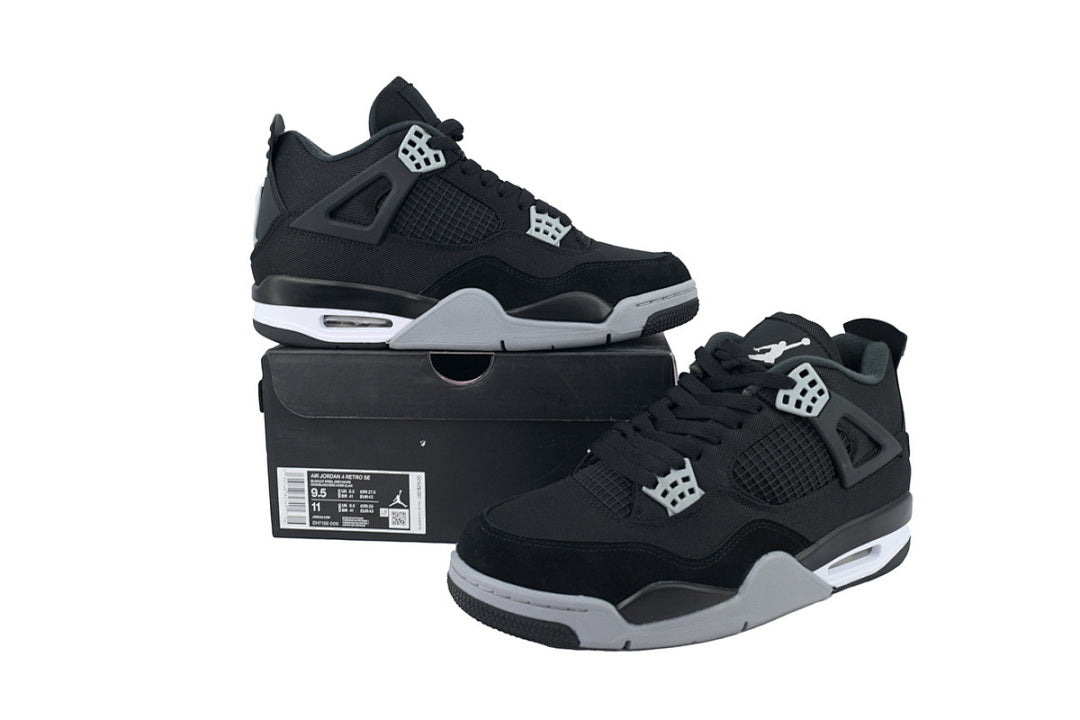 Air Jordan 4 Retro Black Canvas Basketball Shoes