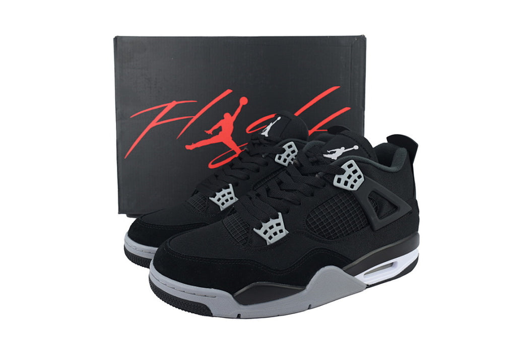 Air Jordan 4 Retro Black Canvas Basketball Shoes