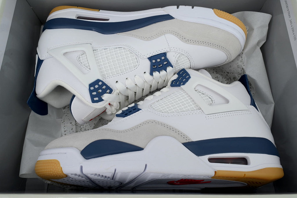SB x Air Jordan 4 Retro SP Basketball Shoes White Navy Size US7-US12