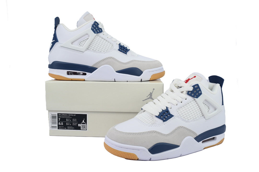 SB x Air Jordan 4 Retro SP Basketball Shoes White Navy Size US7-US12
