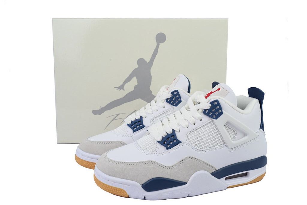 SB x Air Jordan 4 Retro SP Basketball Shoes White Navy Size US7-US12