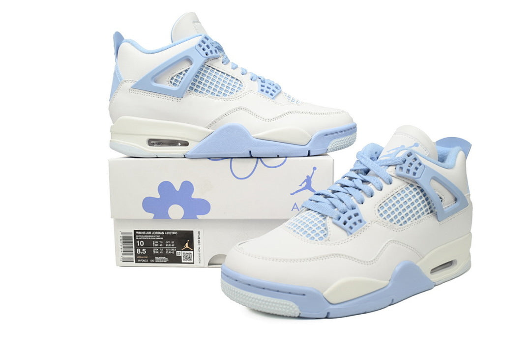 Air Jordan 4 Retro 'Forget Me Not' Basketball Shoes White Blue