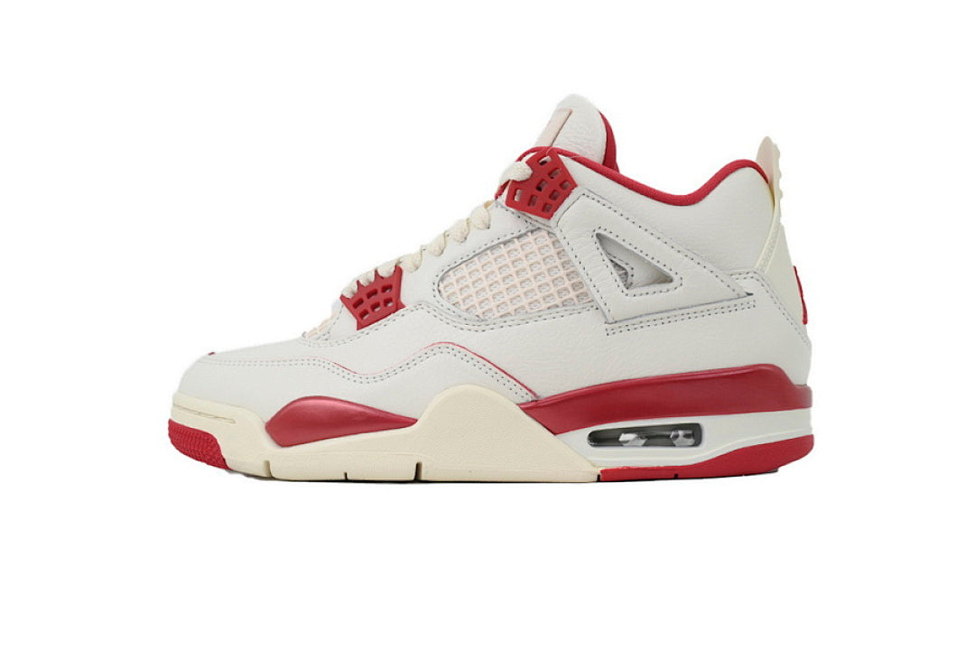 Air Jordan 4 Retro Valentine's Day Basketball Shoes Beige Red
