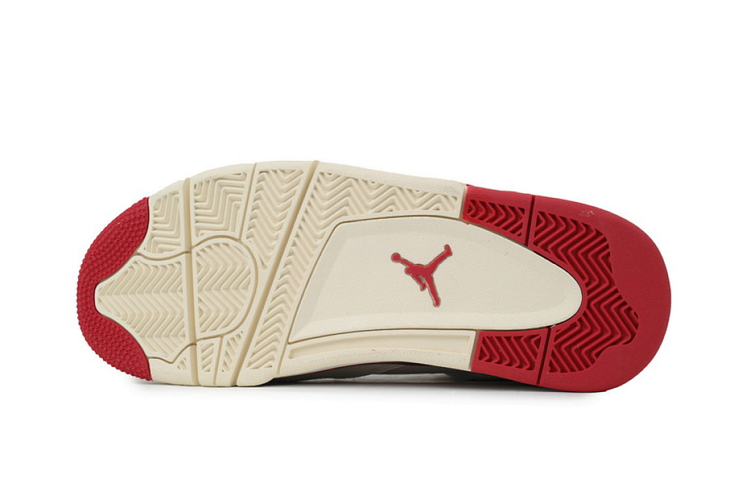 Air Jordan 4 Retro Valentine's Day Basketball Shoes Beige Red
