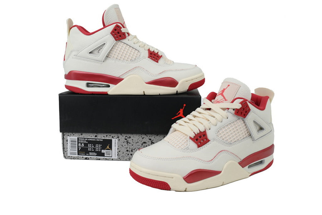 Air Jordan 4 Retro Valentine's Day Basketball Shoes Beige Red