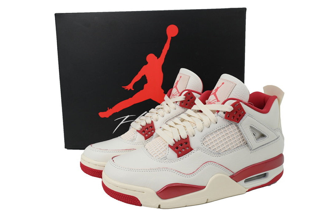 Air Jordan 4 Retro Valentine's Day Basketball Shoes Beige Red