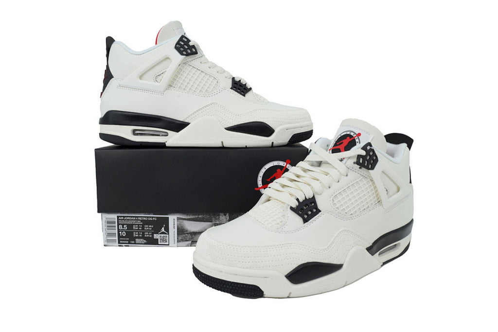 Air Jordan 4 Retro White Black And Red Basketball Shoes