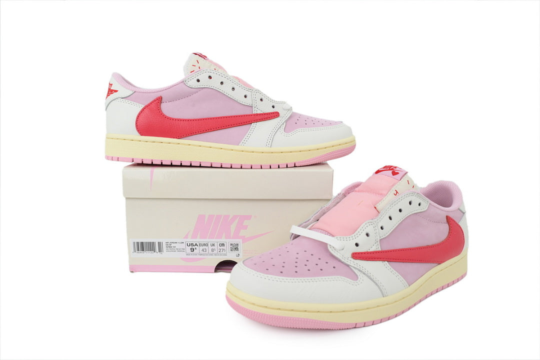 Travis Scott x Air Jordan 1 Retro Low OG 'Sail Tropical Pink'Basketball Shoes